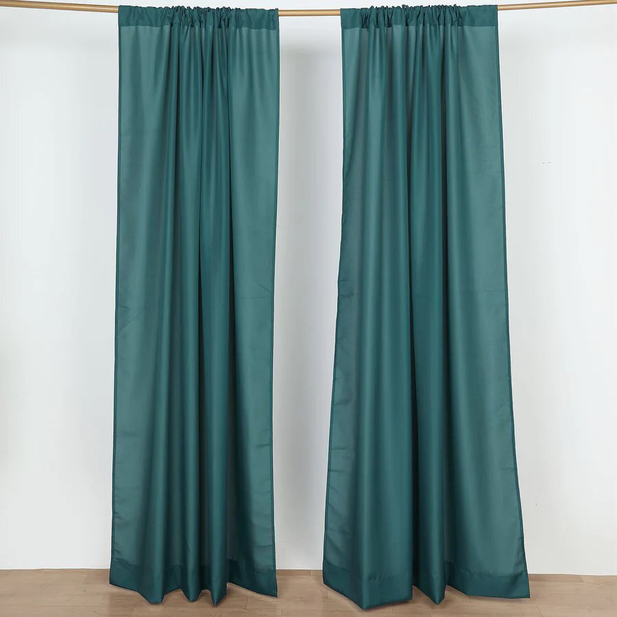 TEAL 2 Drapery Panels 8 ft Polyester Backdrop CURTAINS Rod Pockets Party Events