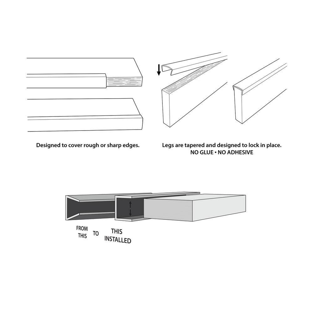 1/4 In. D X 1/2 In. W X 48 In. L White UV Stabilized Rigid PVC Plastic U-Channel