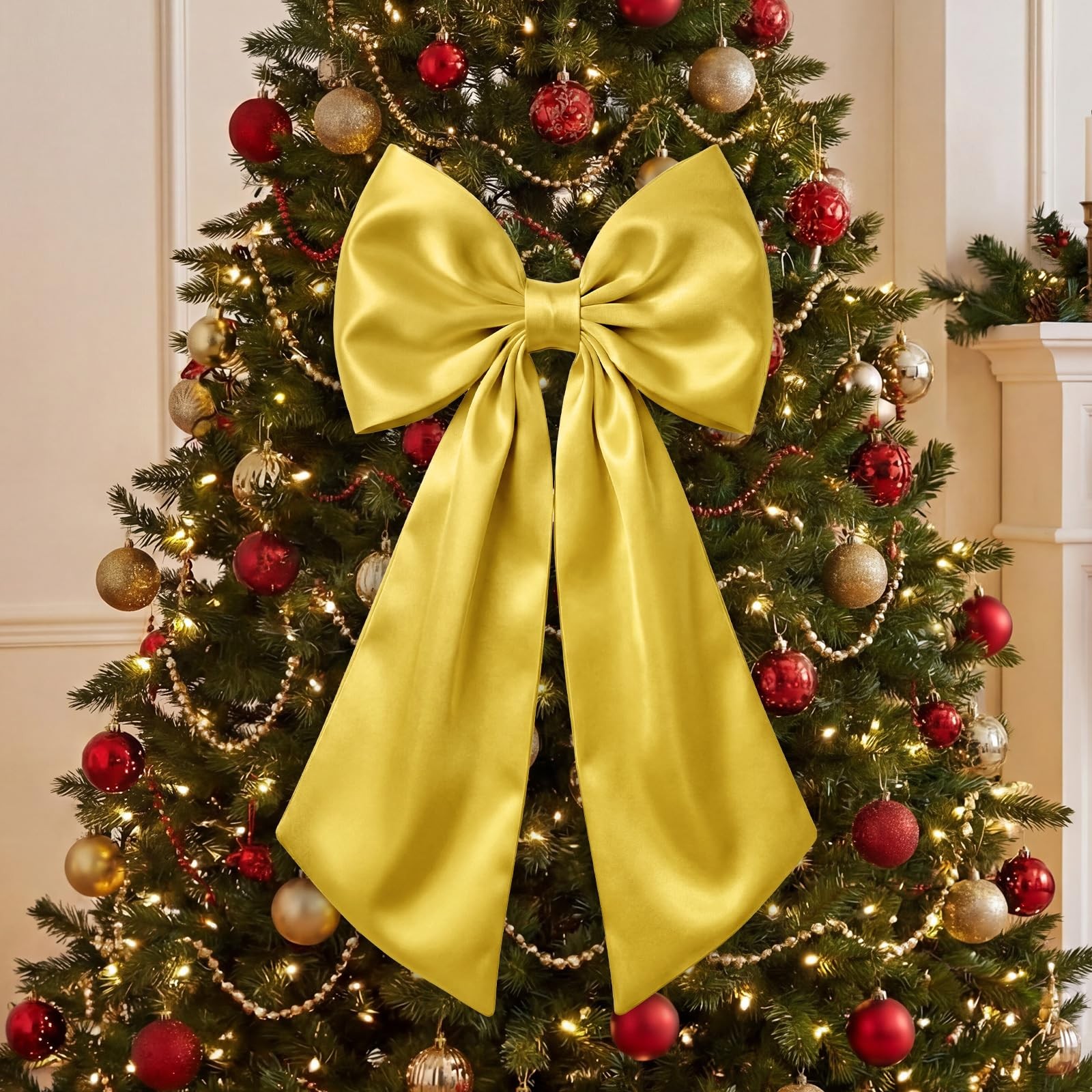 3 PCS 2 FT Large Gold Bow Decorations Big Satin Hanging Wall Party Decor