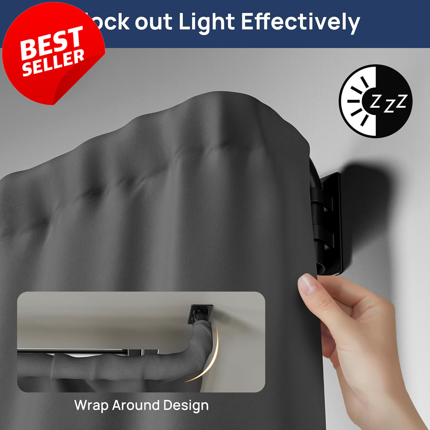 Blackout Curtain Rod Wrap Around 48-84in Adjustable Matte Black 5/8in – US