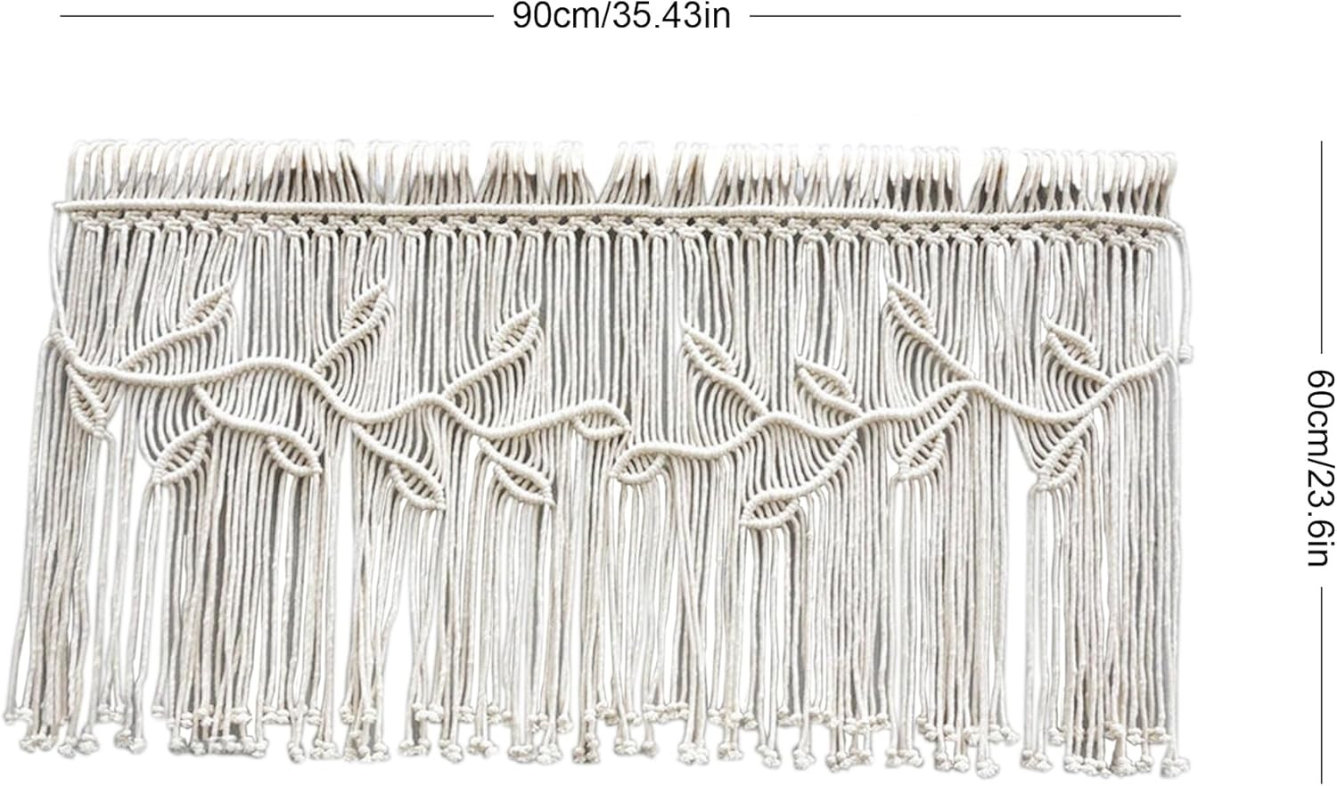 Macrame Valance Curtain for Kichen Windows 35.43*23.62Inch Farmhouse Boho Curtai