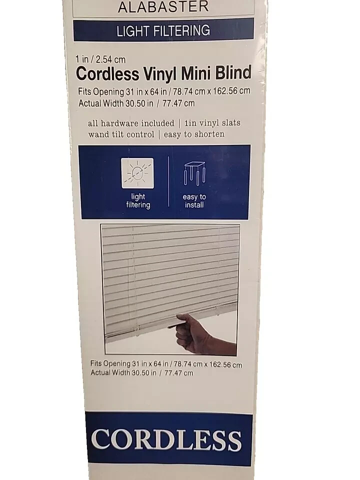 TopCare Cordless Vinyl Mini Blinds 31″ x 64″ NEW