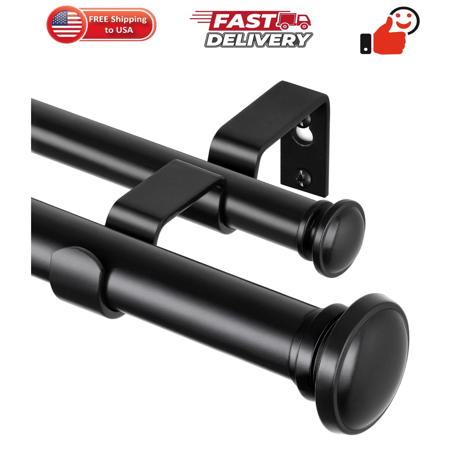 1 Inch Double Curtain Rods 66 to 120 Inches 5.5 to 10ft, Heavy Duty Decorativ…