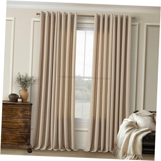 Tan Brown Curtains 90 Inches Long for Bedroom 52″W x 90″L (Pack of 2) Dark Flax
