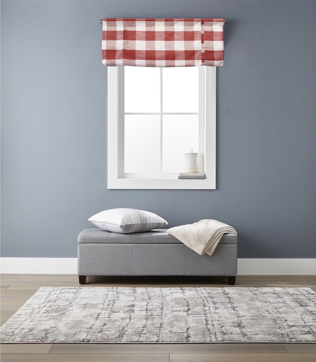 Better Homes & Gardens Buffalo Check Balloon Shade Brick Red/White 42”x 63”