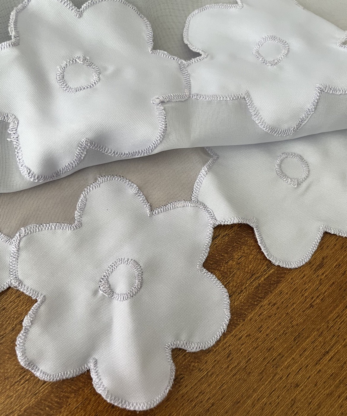Embroidered Flower Appliqués Sheer Curtain Valance Lavender 59in X 15in Used