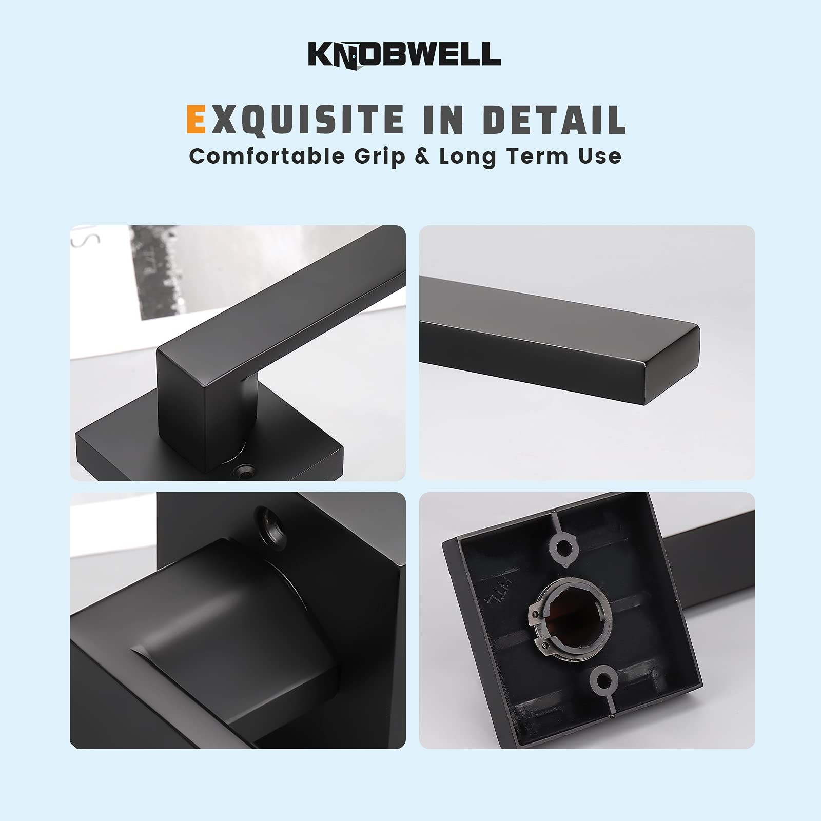 Knobwell 10 Pack Single Sided Heavy Duty Black Interior Door Handles Right/Left
