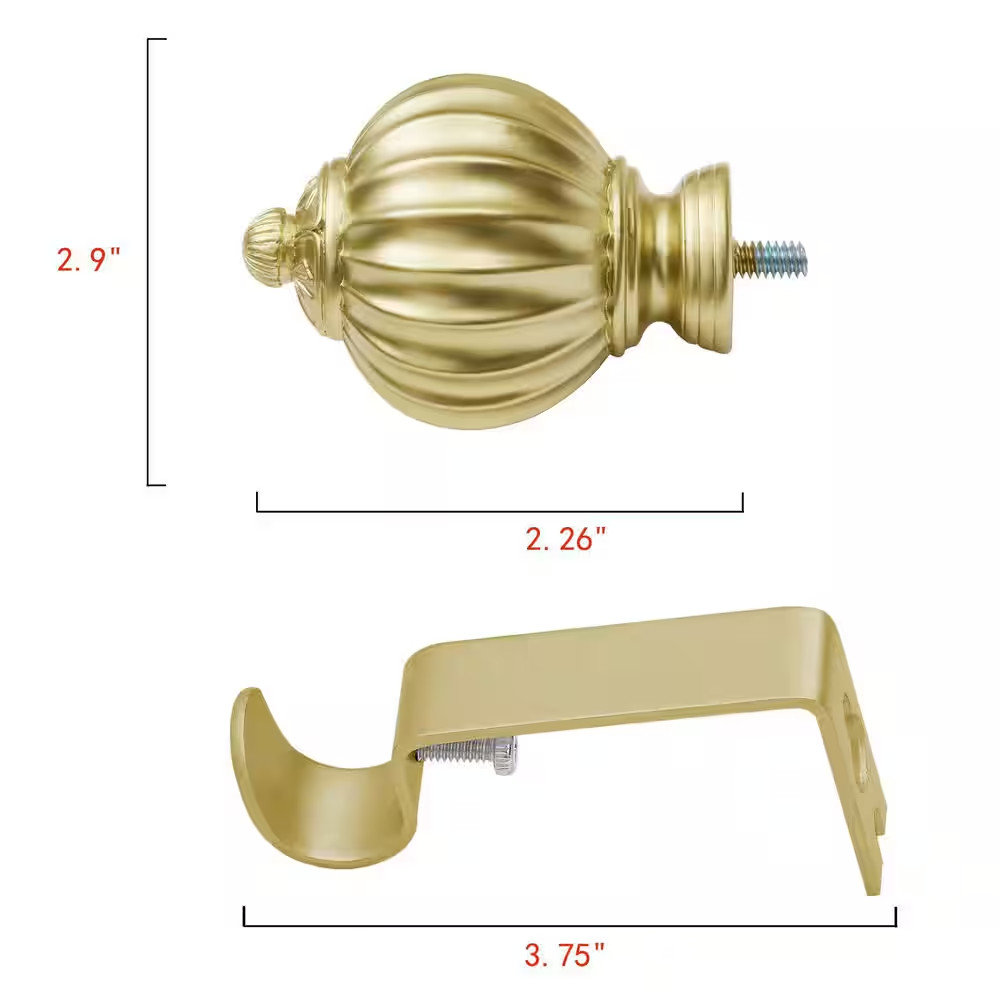 86 In. – 120 In. Adjustable Decorative Single Curtain Rod-3/4 In. Dia Rod in Gol