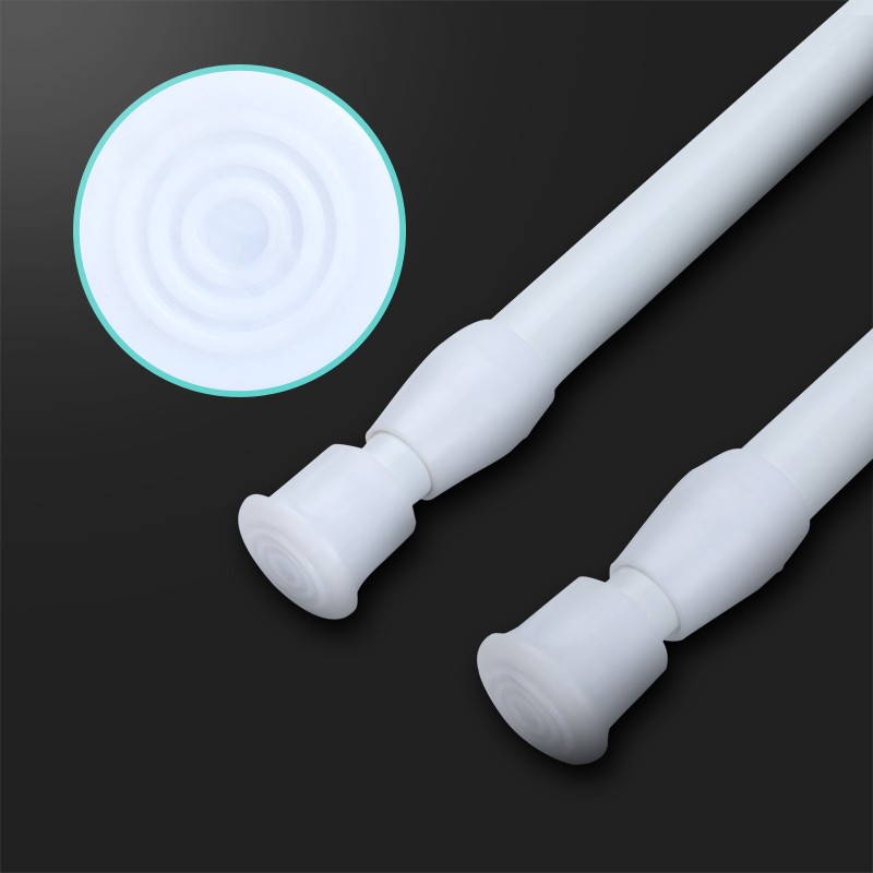 Adjustable Telescopic Rods 23-44 in Length Spring Tension Curtain Rod White