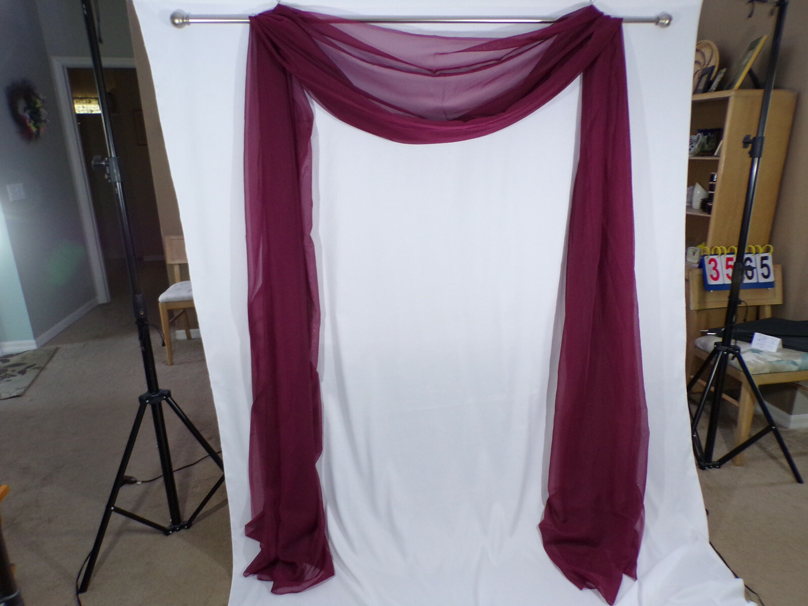 Vintage Window Scarf Panel 216″ x 58″ Classic Burgundy Polyester Sheer D22