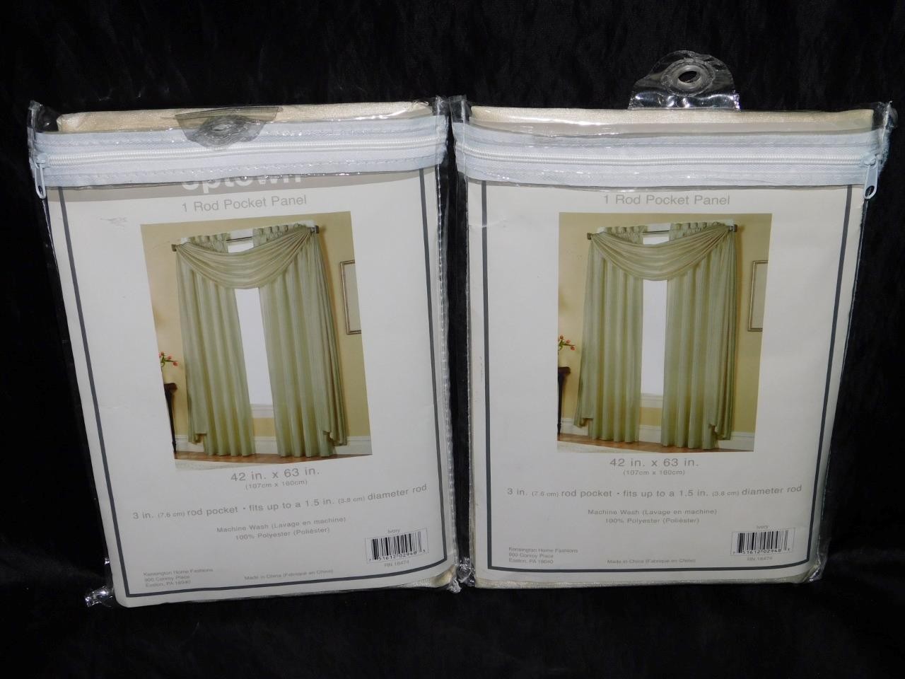 Set 2 Kensington Uptown Ivory Rod Pocket Panels NEW 42 x 63 in Drapes Curtains