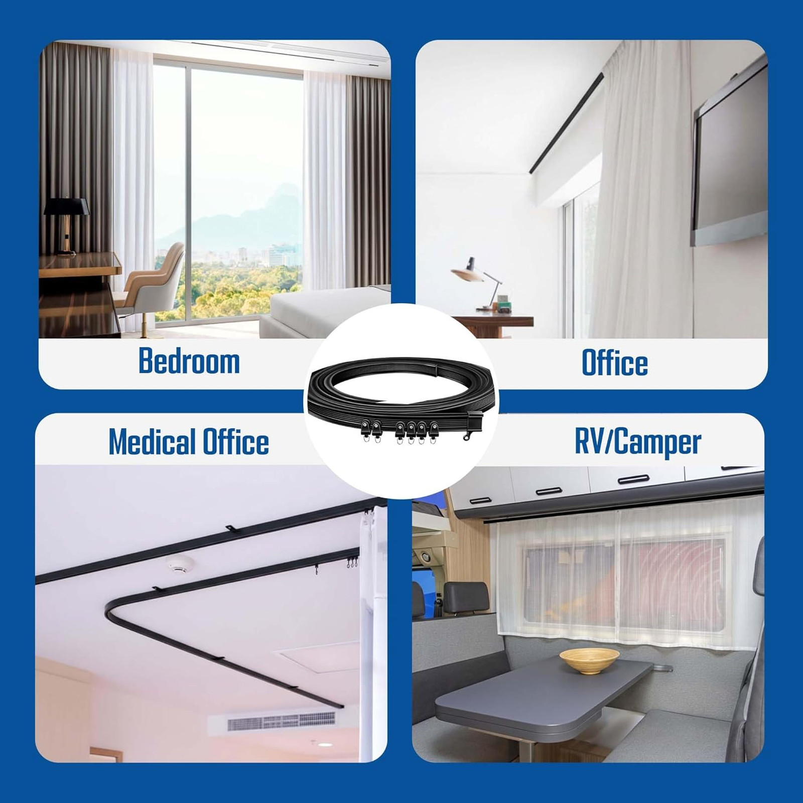 Flexible Ceiling Curtain Track System 16.4FT 5M Curved Mount for Room Divider