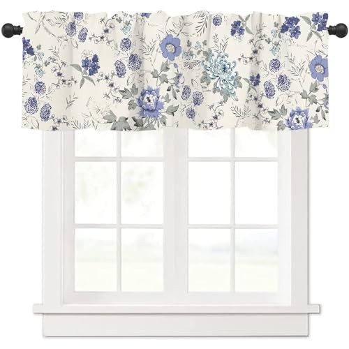 Spring Window Valances Summer French 18″W x 54″L (Pack of 1) Blue Floral
