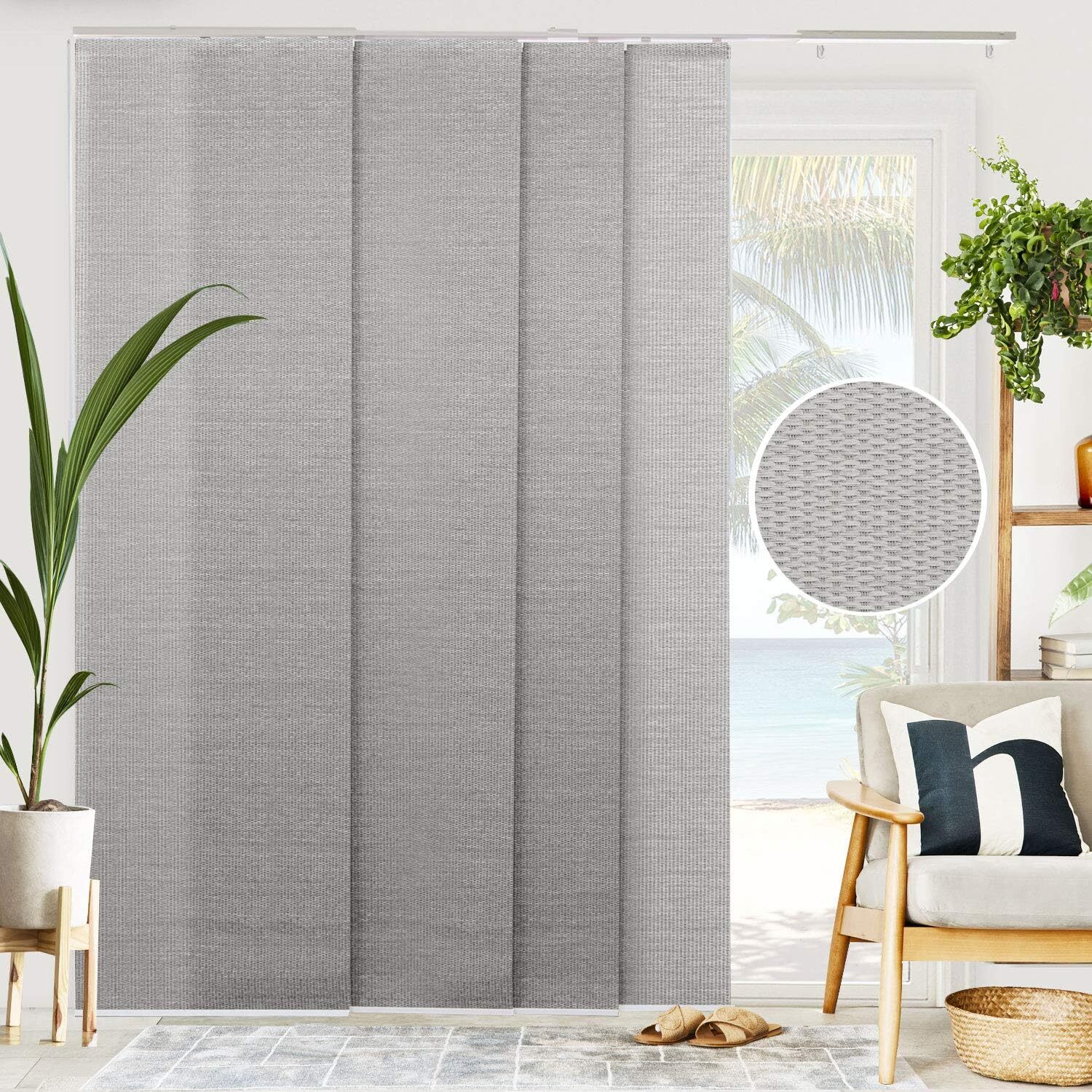 Chicology Vertical Sliding Door Blinds 86W X 96H Adjustable Gray Window Shade