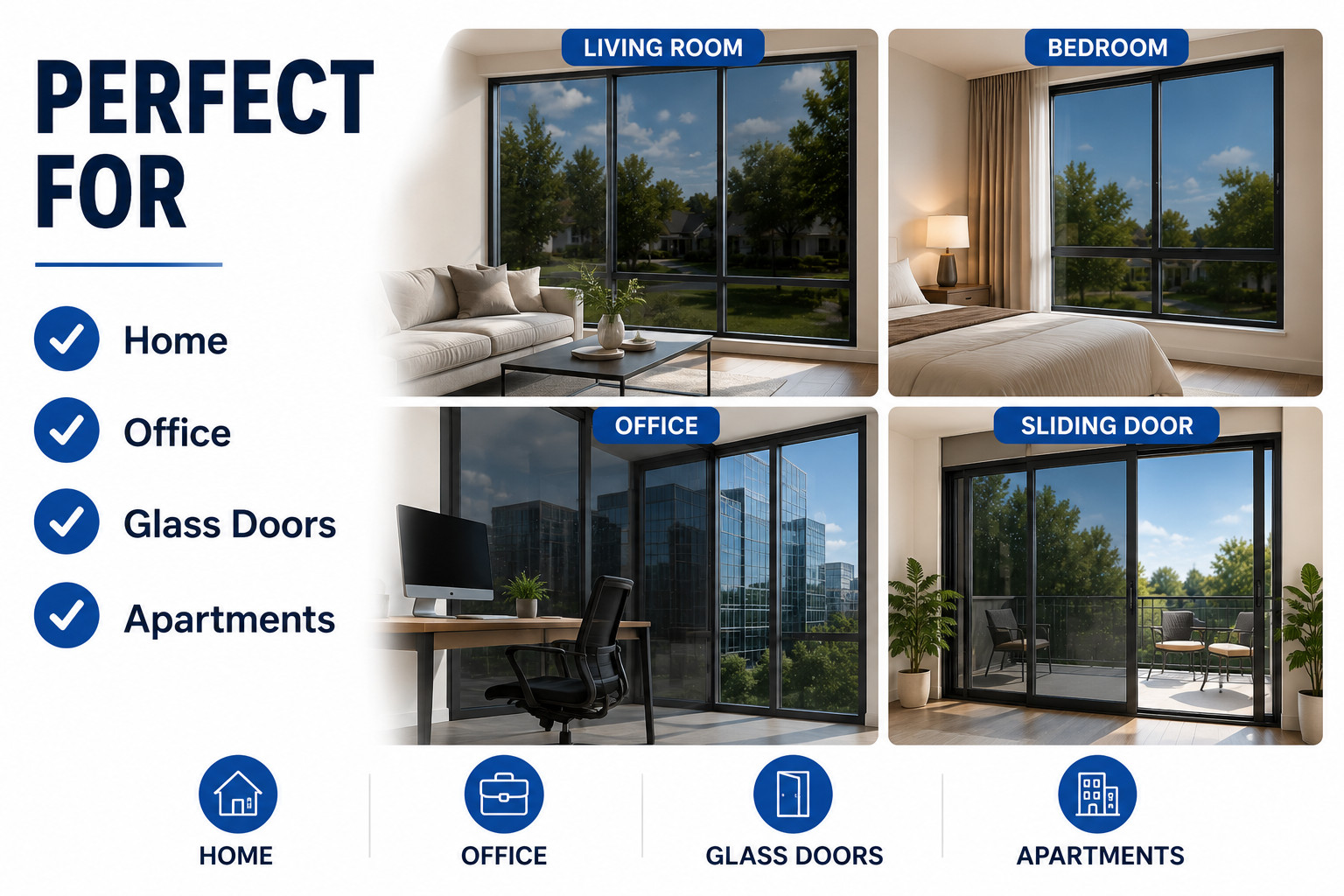 One Way Window Privacy Film See Out Not In Anti UV Heat Control 23.6″ x 9.84FT