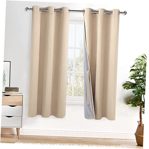 100% Blackout Curtains 63 Inches Long – 42″W x 63″L (Pack of 2) Biscotti Beige