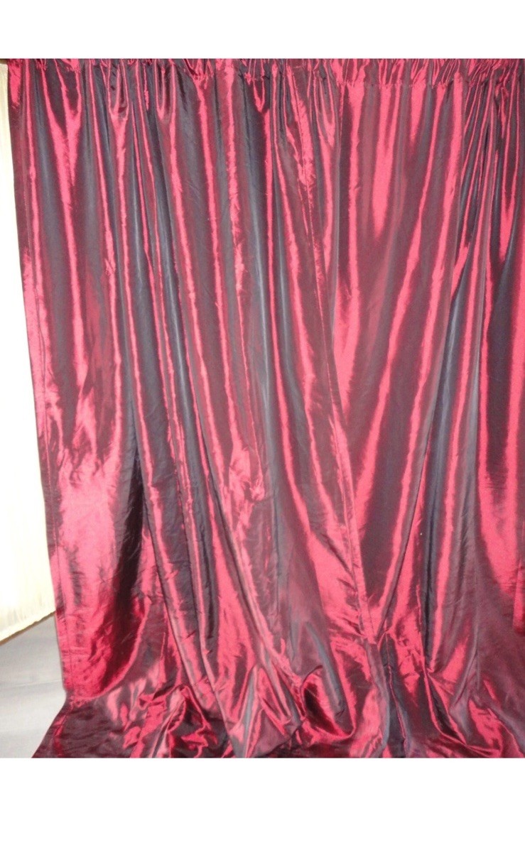 PERI IRIDESCENT FAUX SILK CABERNET RED THERMAL (2) CURTAINS PANELS 53X103