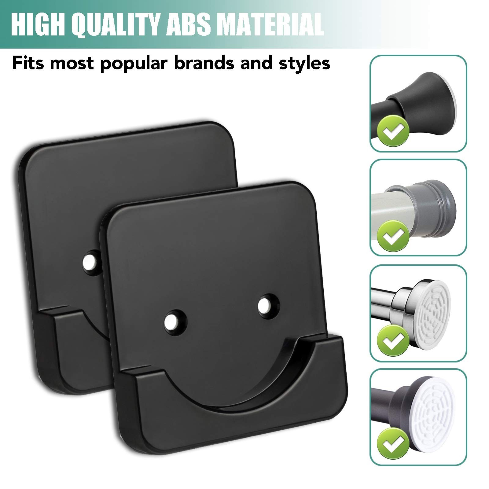 Black Shower Curtain Rod Holder for Wall Mount | Adhesive Shower Tension Rod …