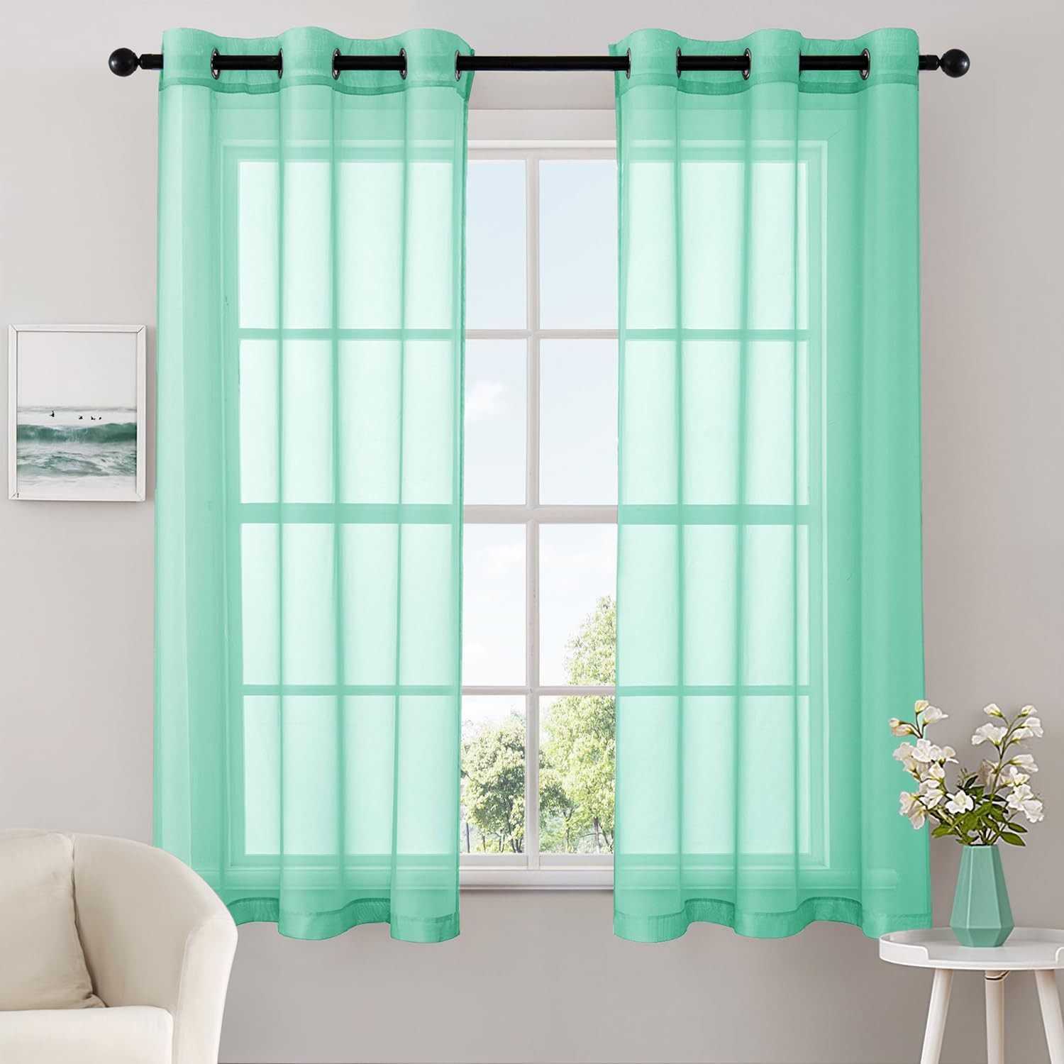 MIULEE Solid Color Sheer Curtains 63 Inches Long 2 Panels Set – Elegant Lightwei