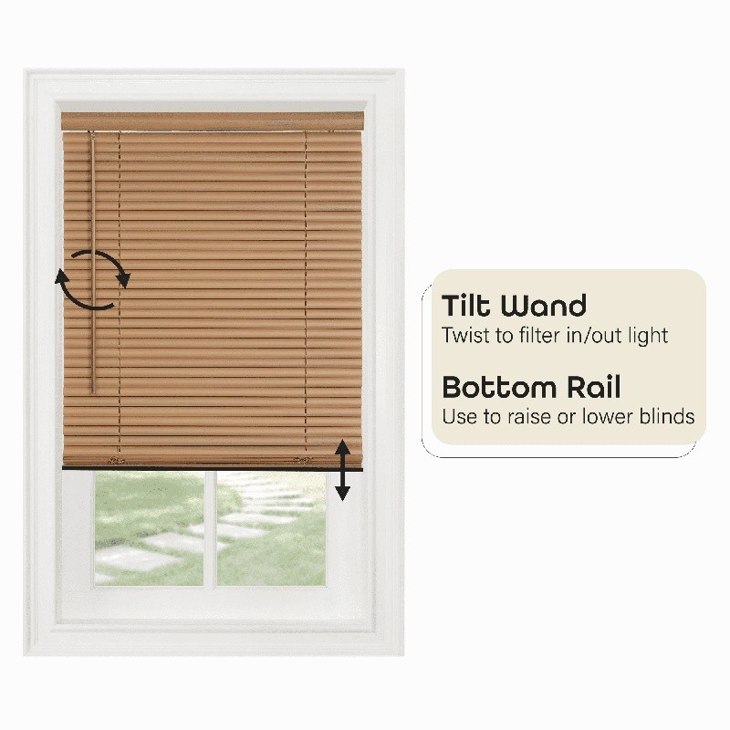 Cordless Mini Blinds Light Filtering PVC Window Treatment Child Pet Safe 64 Inch