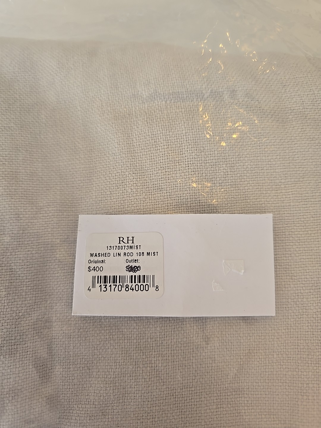 Restoration Hardware Washed Belgian Linen Drapery Panel 50″W x 108″L Mist $400.0
