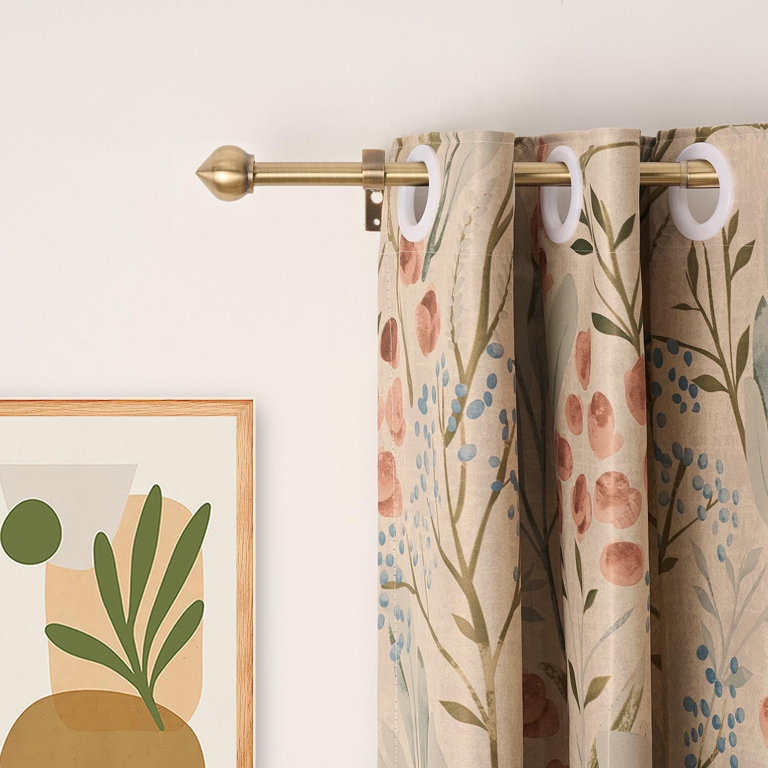Antique Brass 3/4 In 3052 In Decorative Adjustable Window Curtain Rod Set