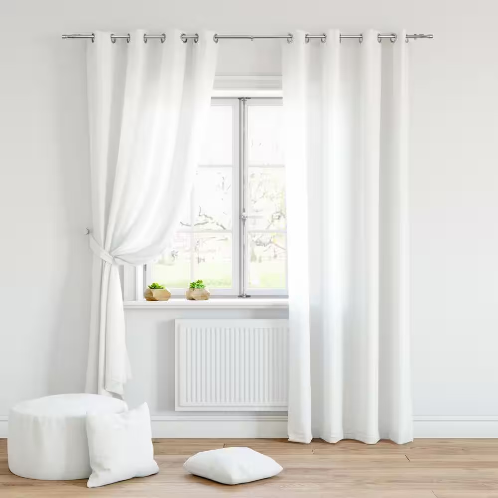 24 In. – 48 In. Telescoping 3/4 In. Single Curtain Rod in Ellis Satin Nickel