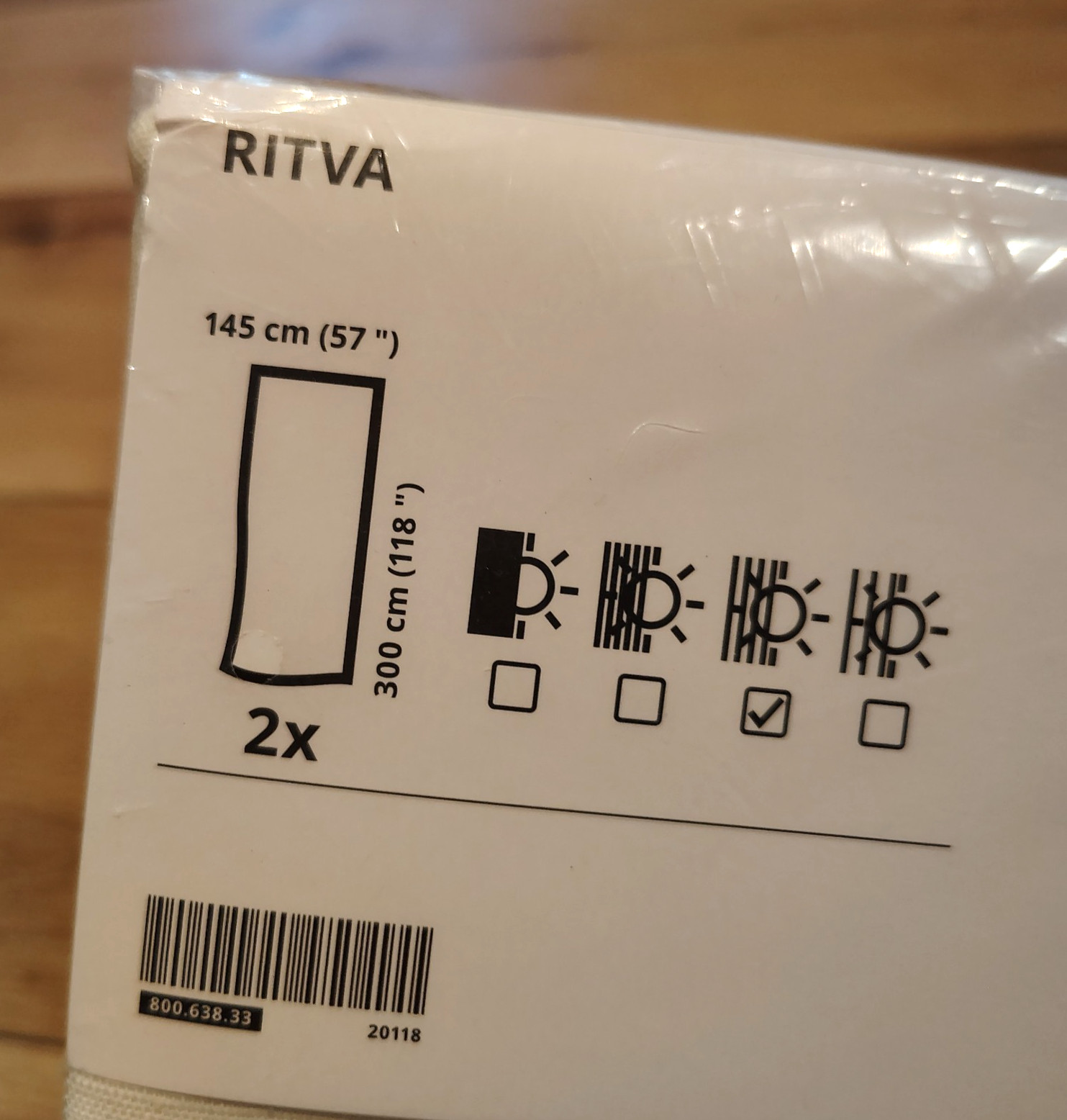One Pair Ikea Ritva Ivory Cotton Curtains/Drapes (57/118) NEW