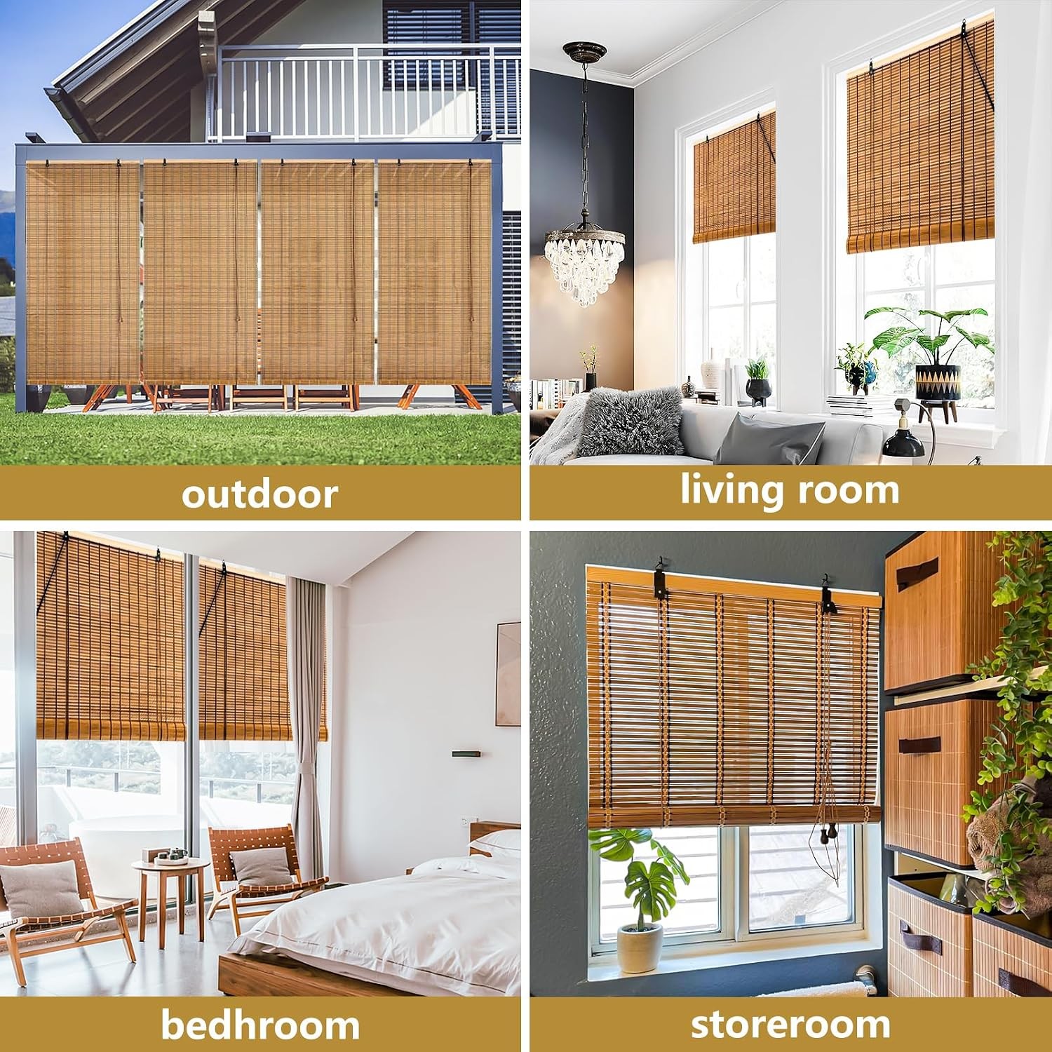 32×72 Inch Bamboo Blinds Interior Windows UV Protection Roman Bamboo Curtains