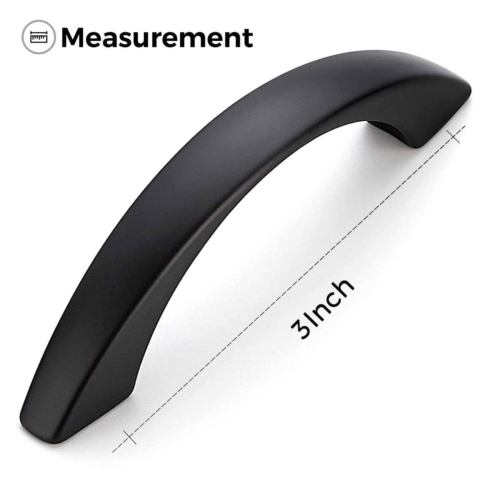 Ravinte 10 Pack Cabinet Pulls 3 Inch Matte Black Curved Drawer Pulls for Kitc…