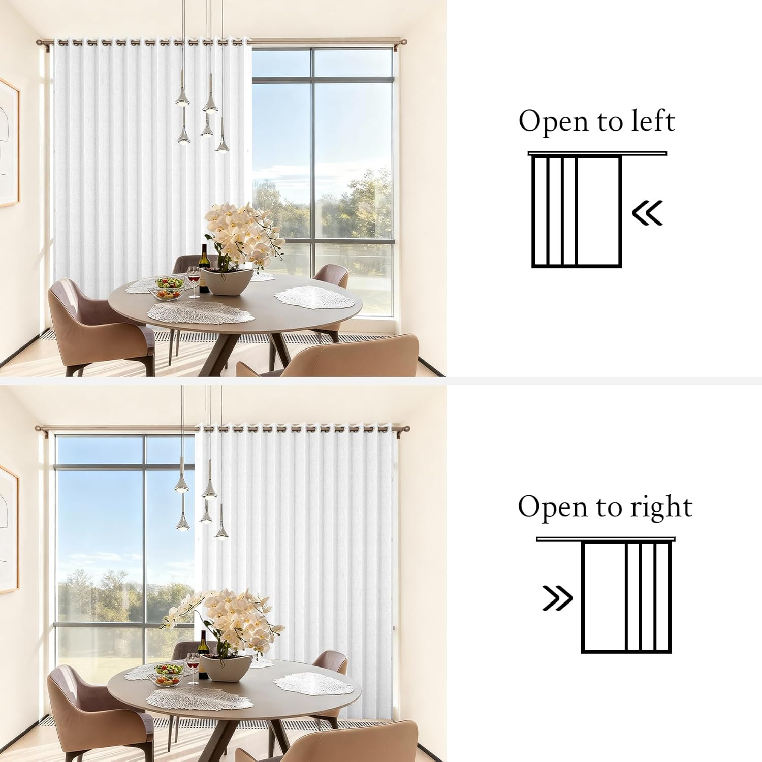 White Vertical Pleated Shades for Sliding Doors – 1 Panel W120 x L96