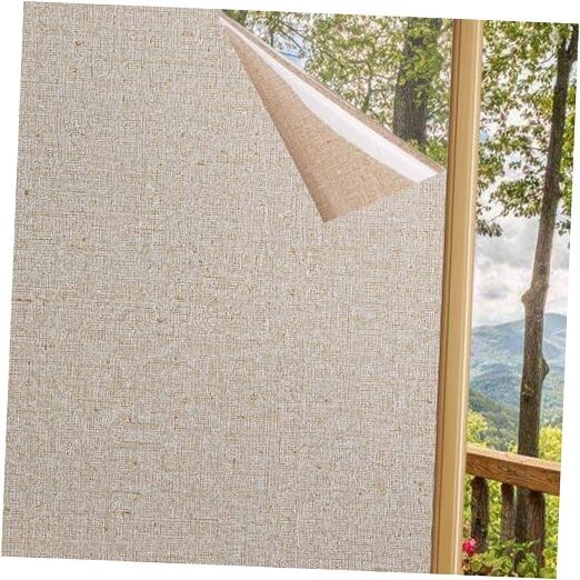 Window Film No Adhesive Removable,Decorative Privacy 17.5 x 78.7 Inch Brown