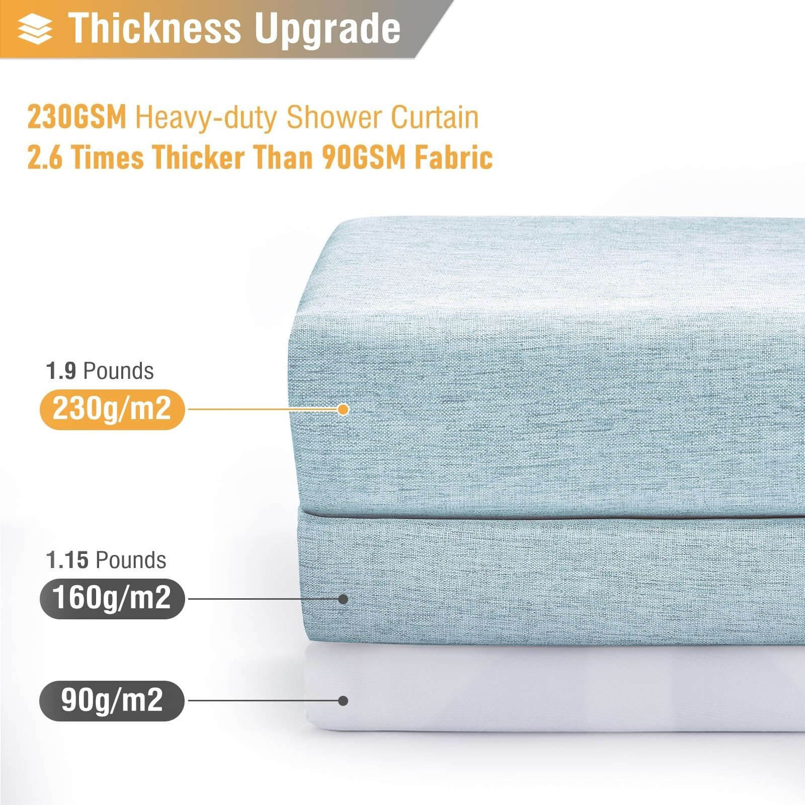 BTTN Extra Long Shower Curtain – 72×96 Inch Long Linen Textured Heavy Duty Fa…