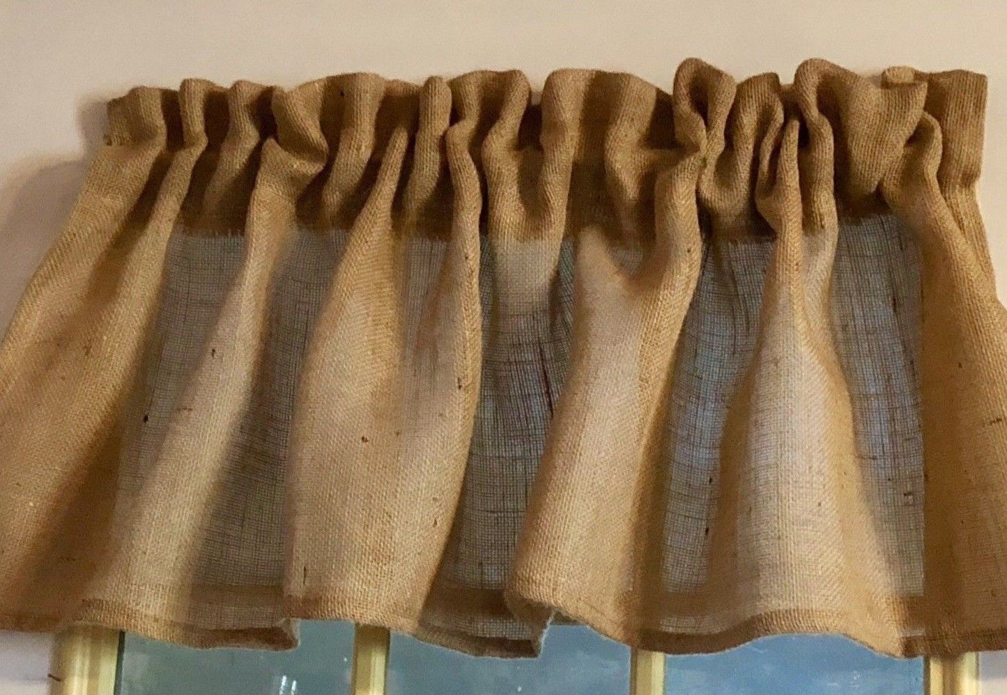 Burlap Valance, Rustic, 52″W X 15″L Primitive, Farmhouse Decor, Custom options