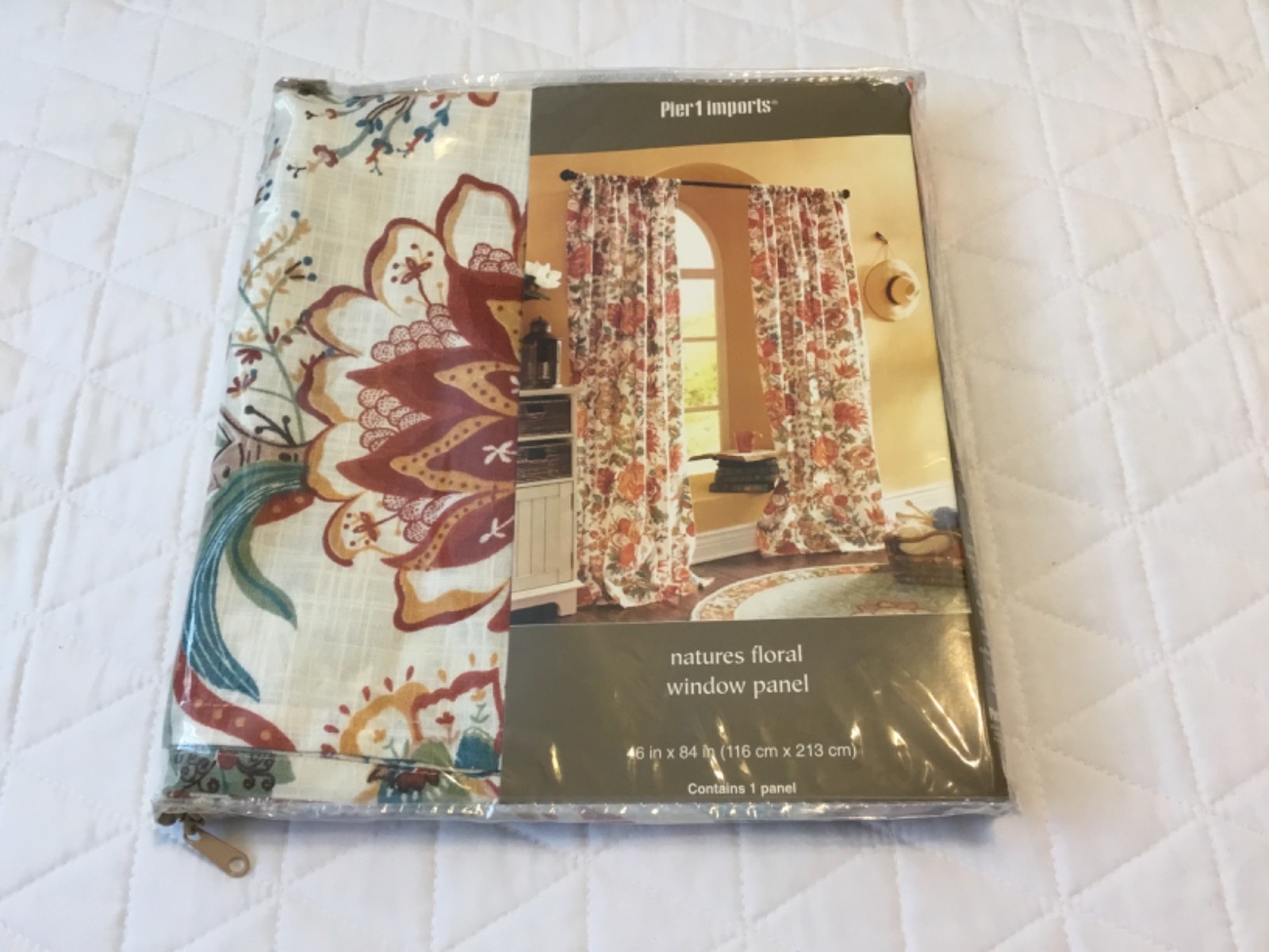 Pier 1 Imports Natures Floral Window Curtain Panel 46”x84” New