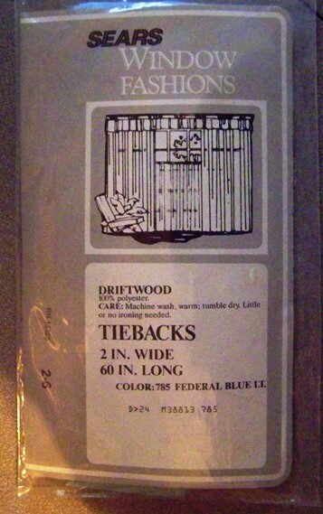 SEARS DRIFTWOOD FEDERAL LIGHT BLUE #785 SHEER EXTRA TIE BACKS 2 X 60″ LONG