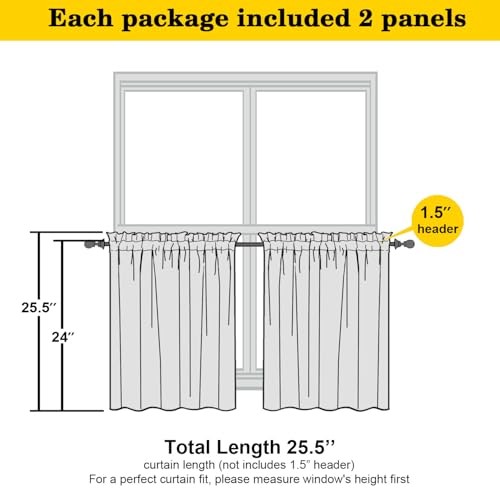 Cafe Curtains Tier 36 Inch Length 2 Panels, Short 30″W x 36″L (Pack of 2) Black
