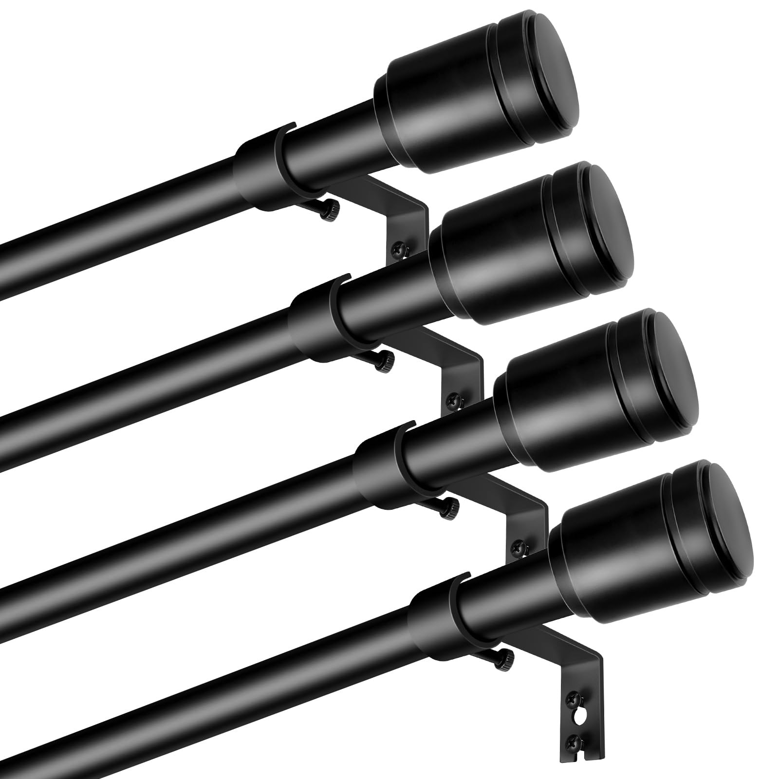 5/8” Diameter Curtain Rods 30-90 Inch, for 30-84 Inch 30-90″/4 Pack, Black