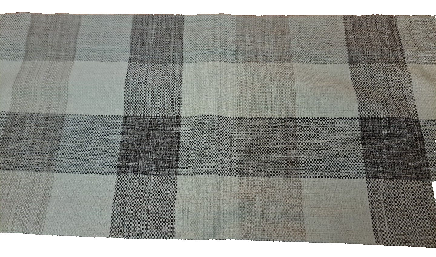 Plaid Curtain Valance Woven Cotton Brown Ivory Handmade Farmhouse 53×13.5
