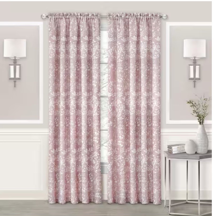 Charlotte 52 X 63” Light Filtering Window Panel Blush Floral