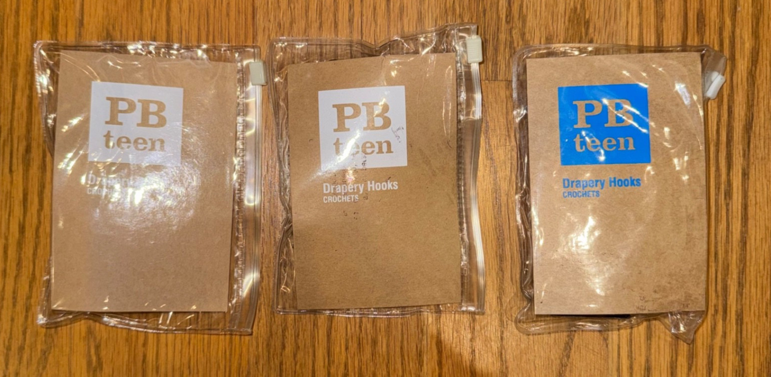 36 Pottery Barn Drapery Drape Curtain Hooks 1.5 Inch Silver Metal Slide NIP Teen