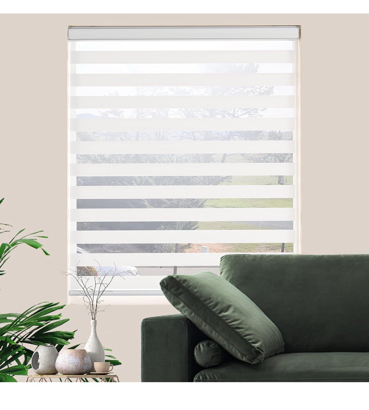 Custom Size Zebra Blinds Dual Layer Roll Up Blind for Living Room 20W X 72L