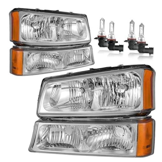 Headlights Assembly W/Bulbs OE Replacement Chrome | With High & Low Beam Bulbs