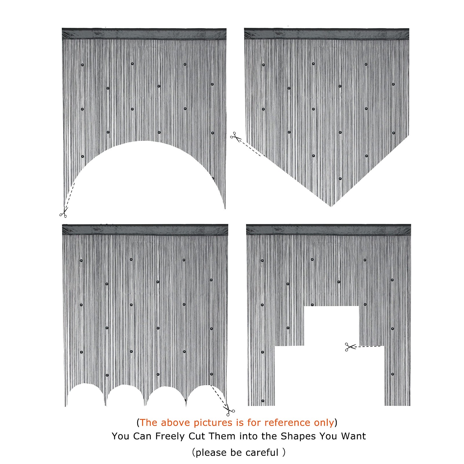 Beaded String Curtain Grey Boho Room Divider Doorway Window Privacy Panel 39×110