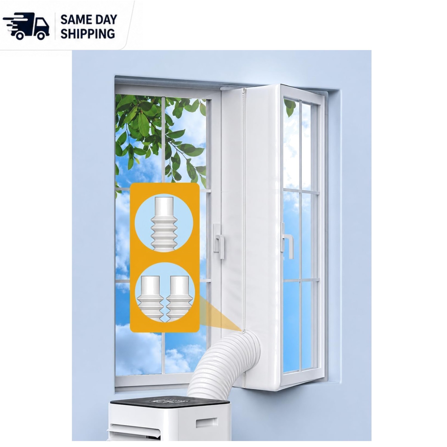 Portable AC Window Seal Kit, 300CM/118″ No-Drill for Casement & Crank Windows