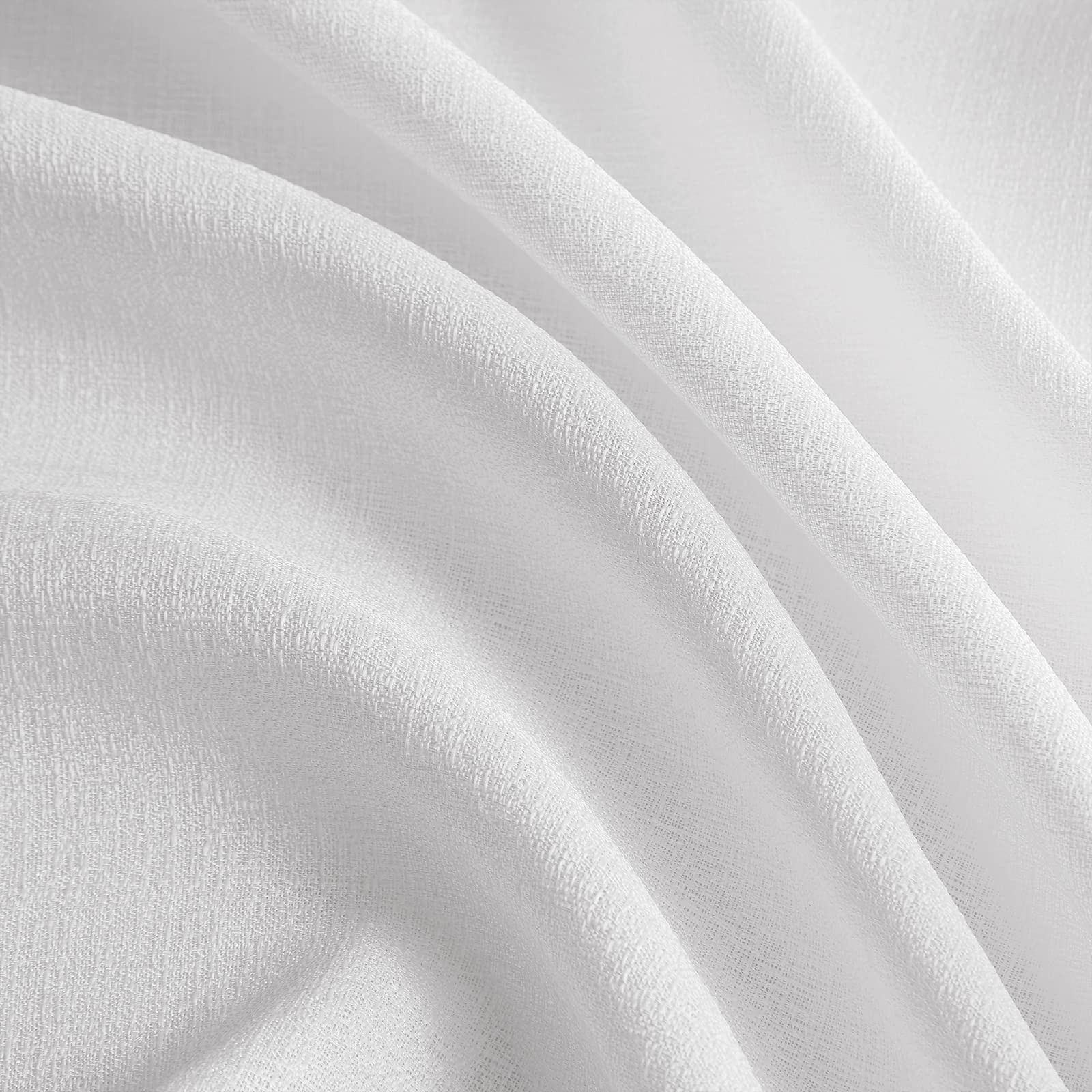 Melodieux White Semi Sheer Curtain Valance for Kitchen Cafe Small Windows Lin…
