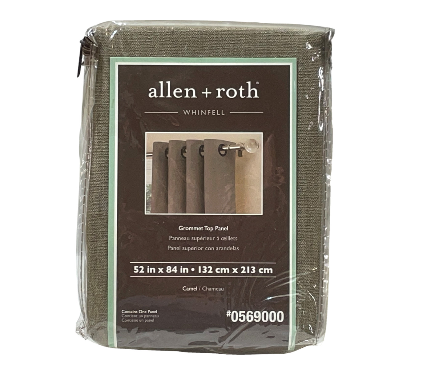 Allen + Roth Whinfell Panel 52″ x 84″ Camel Cotton Linen Poly Grommet # 0569000