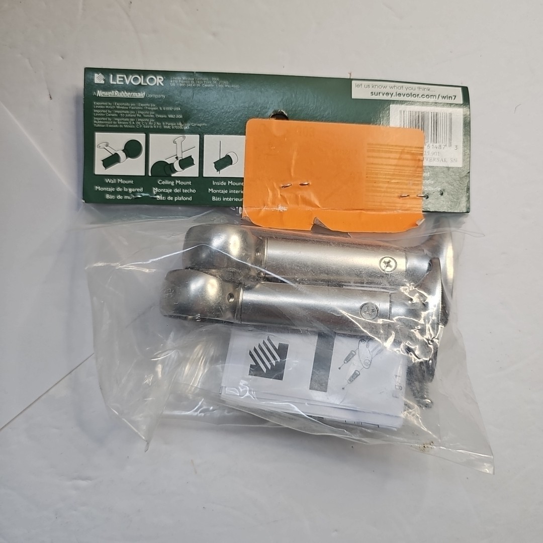 Levolor Universal Curtain Rod Bracket Up To 1″ Round Rods 3-Way Mount Nichel 2ct