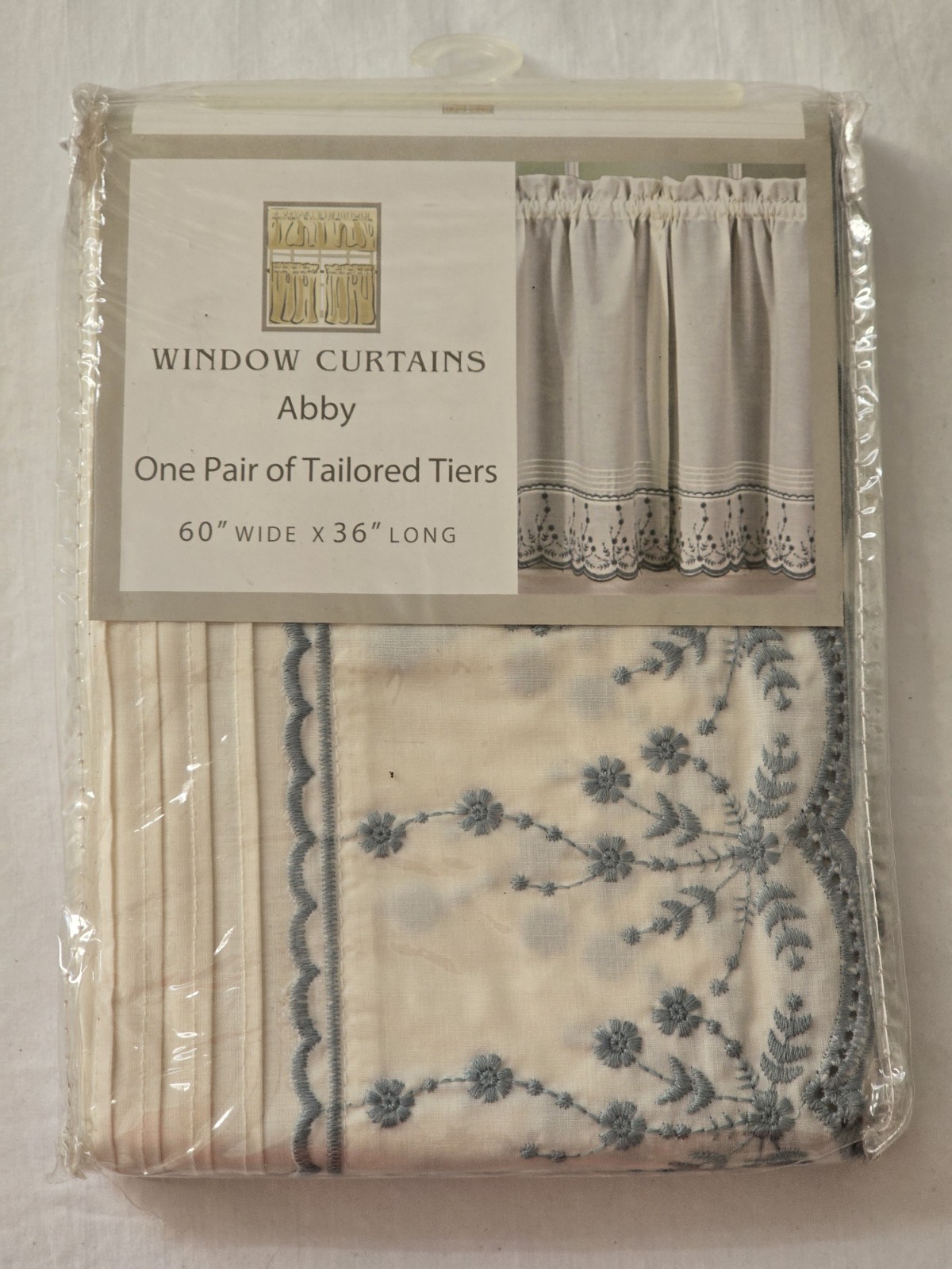 1 PAIR-TAILORED TIERS WINDOW CURTAINS ABBY CHF INDUSTR 60 x 36. Brand New