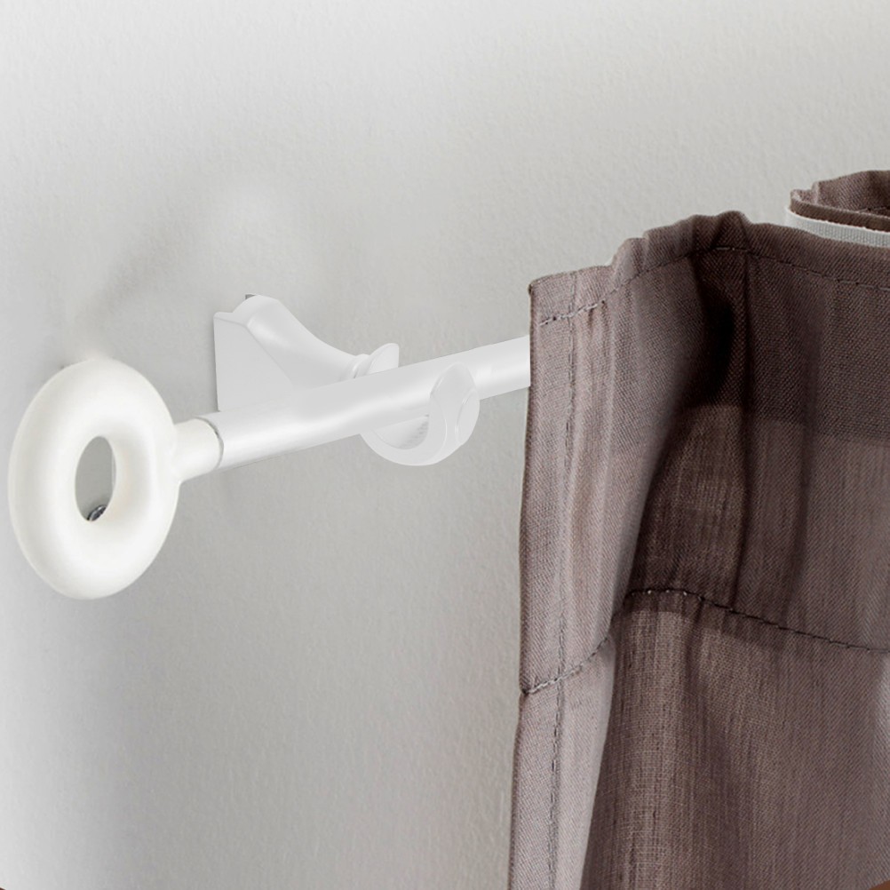 2Pcs White Wooden Curtain Rod Brackets Easy Install Multi Scene Use for Home